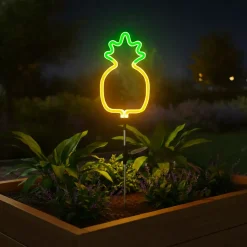Decorazione luminosa Solare da infilare nel terreno (H74 cm) Ananas neon Giallo