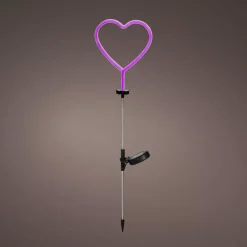 Decorazione luminosa Solare da infilare nel terreno (H72 cm) Cuore neon Rosa