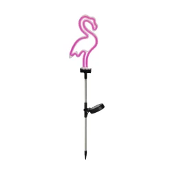 Decorazione luminosa Solare da infilare nel terreno (H74 cm) neon Fenicottero Rosa