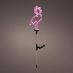 Decorazione luminosa Solare da infilare nel terreno (H74 cm) neon Fenicottero Rosa