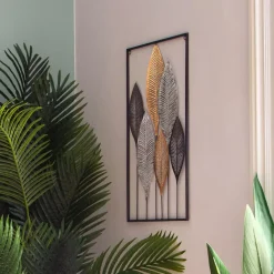 Decorazione murale Foglie Nero e oro