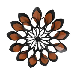Decorazione murale in metallo (D91 cm) Fiore Nero e marrone