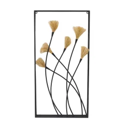 Decorazione murale in metallo e lino (Alt 80 cm) Nature Nero