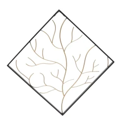 Decorazione murale in metallo (Alt 49,5 cm) Albero contemporaneao Nero e dorato
