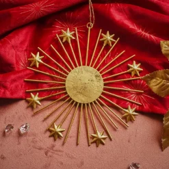 Decorazione natalizia da appendere in metallo (D15 cm) Luce di stelle Oro