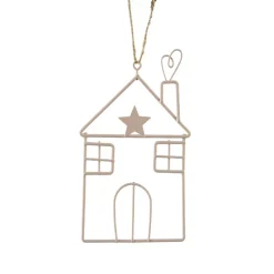 Decorazione natalizia da appendere in metallo (H13 cm) Casa invernale Rosa