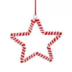 Decorazione natalizia da appendere in metallo (D15 cm) Stella di zucchero filato Rosso e bianco