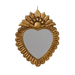 Decorazione Natalizia da appendere in metallo (H20 cm) Specchio Exvoto Dorato
