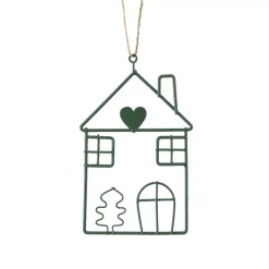 Decorazione natalizia da appendere in metallo (H13 cm) Casa invernale Verde