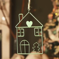 Decorazione natalizia da appendere in metallo (H13 cm) Casa invernale Verde