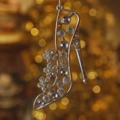 Decorazione natalizia da appendere in metallo (H11 cm) Paris strass Argento