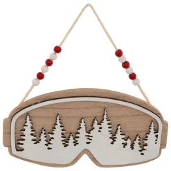 Decorazione natalizia da appendere in legno (H16 cm) Maschera da sci Naturale