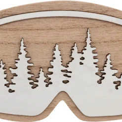 Decorazione natalizia da appendere in legno (H16 cm) Maschera da sci Naturale