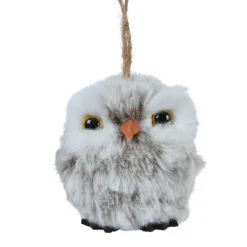 Decorazione natalizia da appendere (H6 cm) Gufo d'inverno Pelliccia grigia