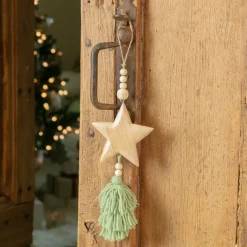 Decorazione natalizia da appendere in legno (H25 cm) Stella in legno Verde