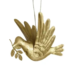 Decorazione natalizia da appendere in metallo (H9 cm) Piccione luce Oro