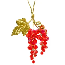 Decorazione natalizia da appendere (H11 cm) Grappolo ghiacciato Rosso e oro