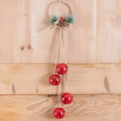 Decorazione natalizia da appendere (H55 cm) Campanelli in metallo Rosso