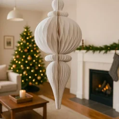 Decorazione natalizia da appendere in carta (H80 cm) con chiusura magnetica Bianca