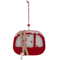 Decorazione natalizia in legno a forma di cabinovia della Savoia (H12,5 cm) Rosso