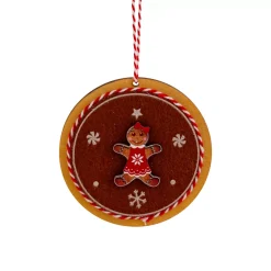 Decorazione natalizia in legno (D9 cm) Tronchetto Pan di zenzero Marrone