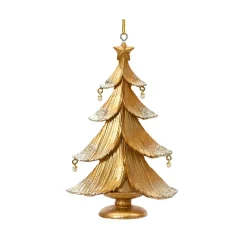 Decorazione Natalizia Sospesa (H12 cm) Albero Scintillante Dorato