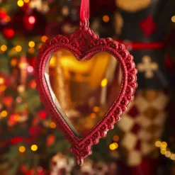 Decorazione natalizia sospesa (H14 cm) Cuore bohémien Rosso