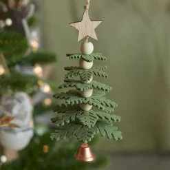 Decorazione natalizia sospesa in feltro (H17 cm) Albero incantato Verde abete