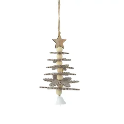Decorazione natalizia sospesa in feltro (H17 cm) Albero incantato Grigio