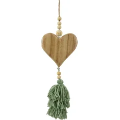 Decorazione natalizia sospesa in legno (H25 cm) Cuore in legno Verde matcha