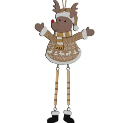 Decorazione natalizia sospesa in feltro e legno (H20 cm) Renna Arsène
