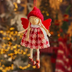 Decorazione Natalizia Sospesa (H13 cm) Angelo Isy Rosso
