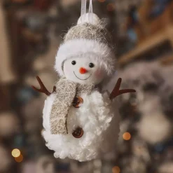 Decorazione natalizia sospesa (H13 cm) Pupazzo di neve Glacy Grigio