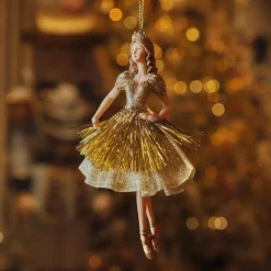 Decorazione natalizia sospesa (H16 cm) Fata ballerina Oro