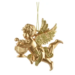 Decorazione natalizia sospesa (H9 cm) Angelo custode Oro glitterato