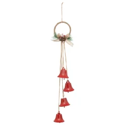 Decorazione natalizia sospesa (H55 cm) Campanelle in metallo Rosso