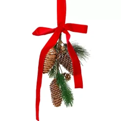 Decorazione sospesa (H26 cm) Pigna e Fiocco in velluto Rosso