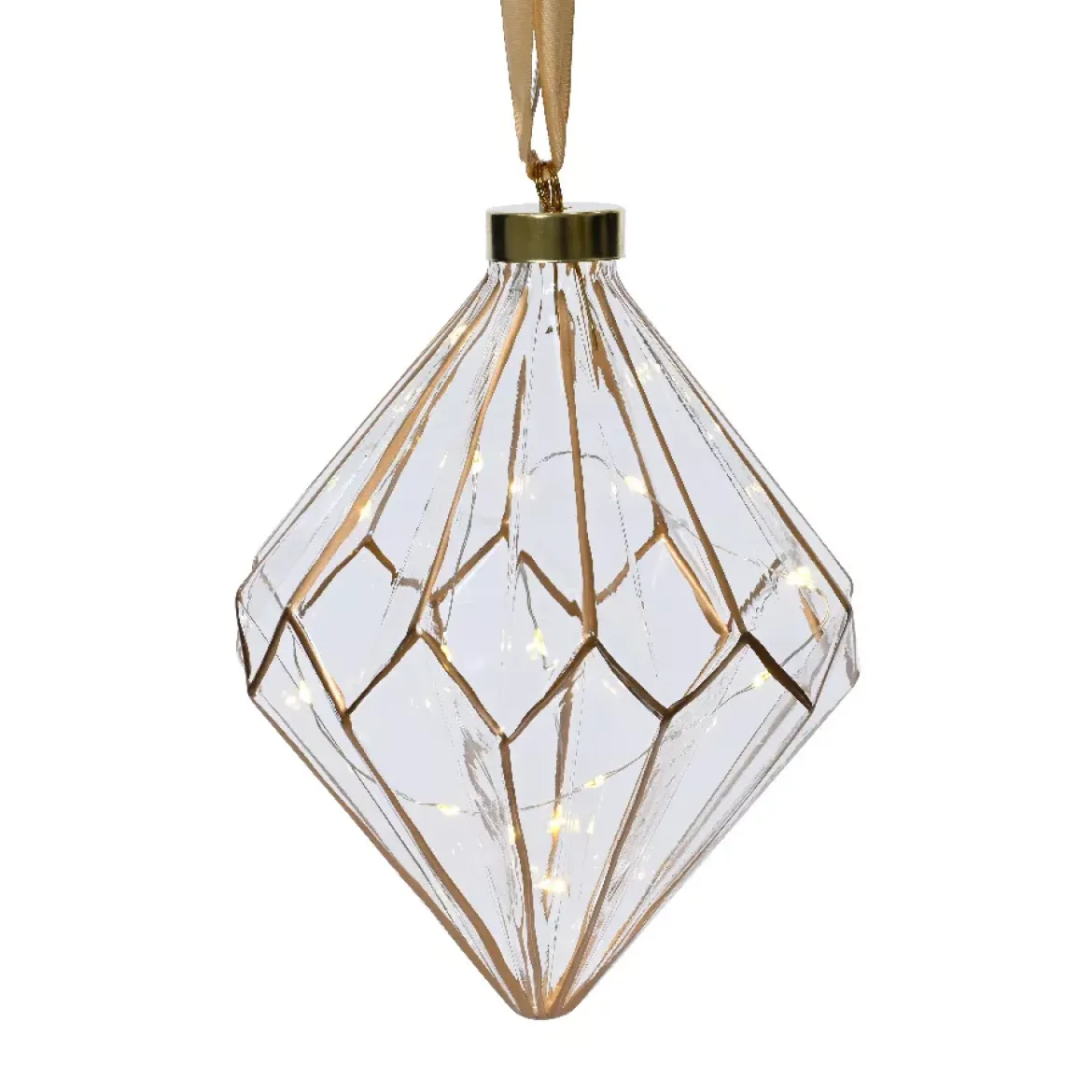 Diamante luminoso a pile 15 LED (H20 cm) Vintage Oro/bianco caldo