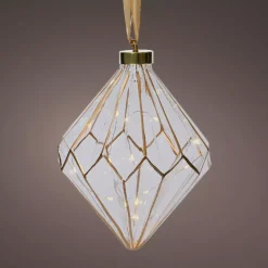 Diamante luminoso a pile 15 LED (H20 cm) Vintage Oro/bianco caldo