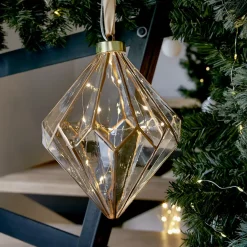 Diamante luminoso a pile 15 LED (H20 cm) Vintage Oro/bianco caldo