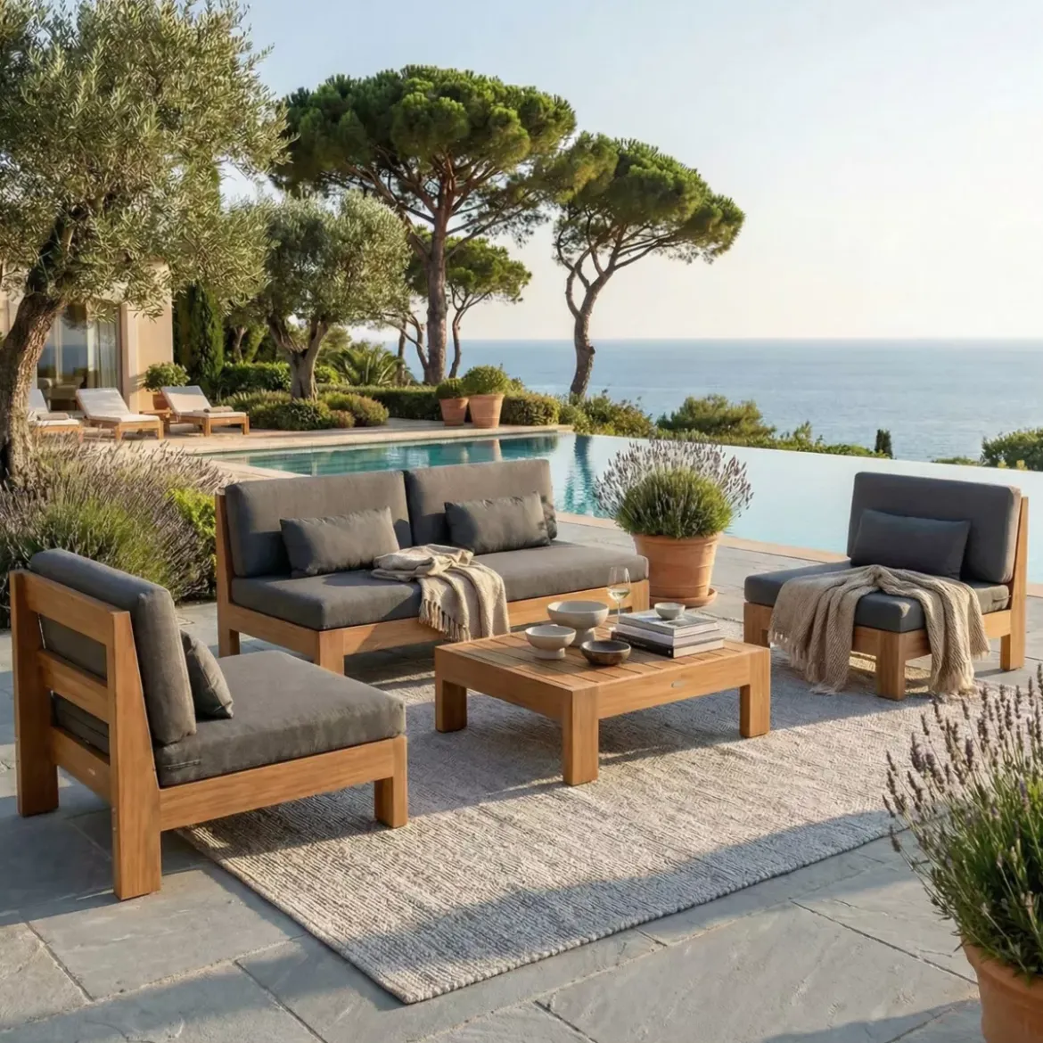 Divano da giardino 3 posti Bornéo Grigio antracite