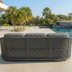 Divano da giardino effetto rattan e alluminio 3 posti Riviera Grigio antracite