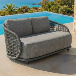 Divano da giardino effetto rattan e alluminio 2 posti Riviera Grigio antracite