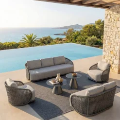 Divano da giardino effetto rattan e alluminio 2 posti Riviera Grigio antracite