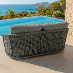 Divano da giardino effetto rattan e alluminio 2 posti Riviera Grigio antracite