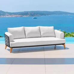 Divano da giardino in alluminio 3 posti Monte Carlo Grigio antracite e grigio chiaro
