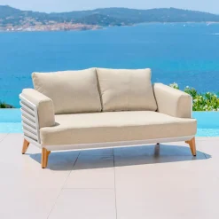Divano da giardino in alluminio 2 posti Monte Carlo Bianco e beige