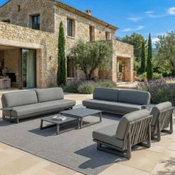 Divano da giardino in alluminio 2 posti Long Beach Grigio antracite