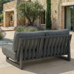 Divano da giardino in alluminio 2 posti Long Beach Grigio antracite