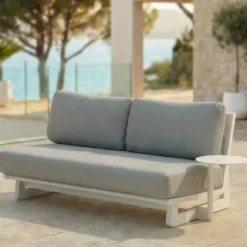 Divano da giardino in alluminio 2 posti Long Beach Bianco cenere e tortora